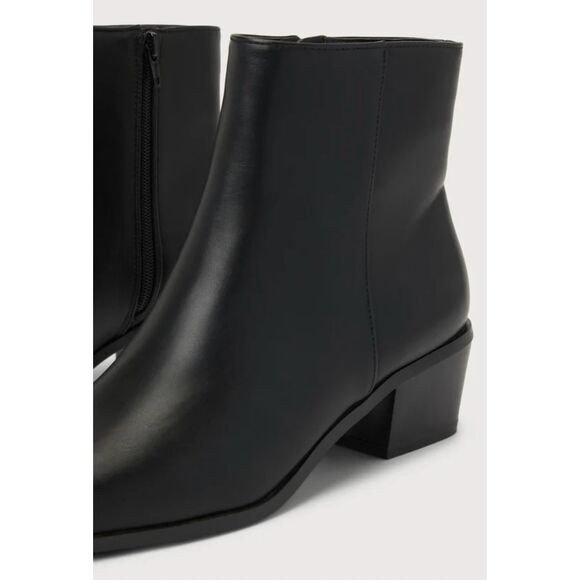 Lulus Rayaa Black Low Ankle Booties 8.5 - Picture 3 of 10